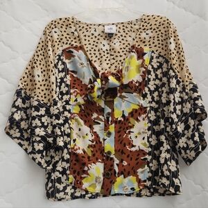 CAbi Floral and Animal Print Blouse